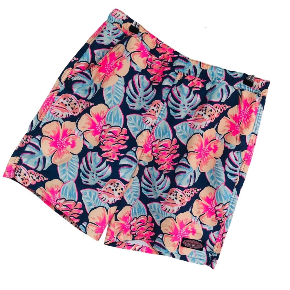 Vineyard Vines Swim Trunks Surf Beach Tropical Seashell Coastal Mens M 32‎ x 7